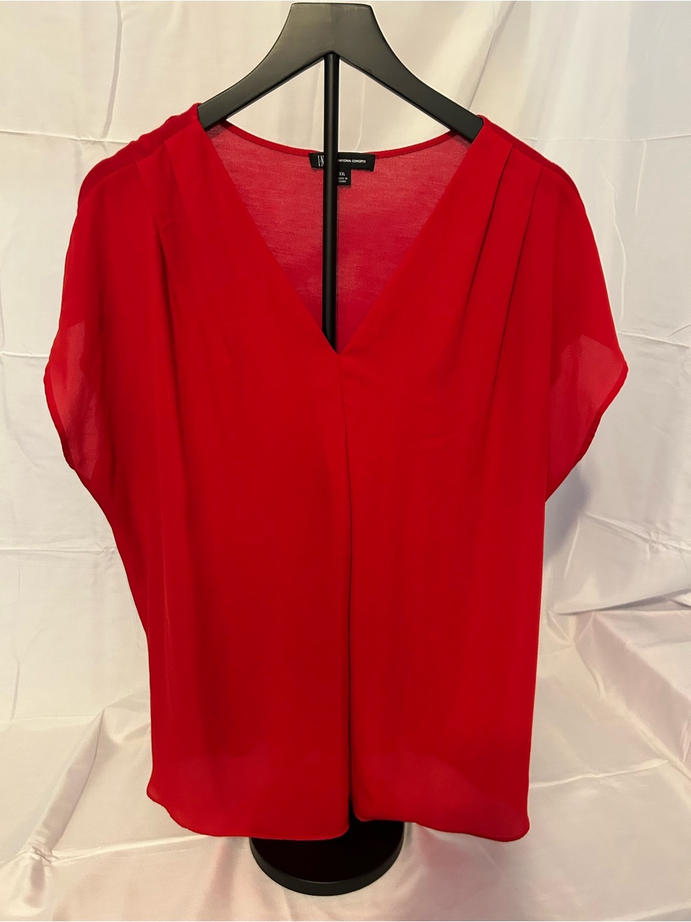 INC International Concepts Red V-Neck Blouse